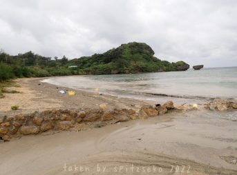 2022/2/17現在沖縄恩納村マリブビーチ西端の軽石状況