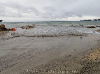 2022/2/18現在沖縄恩納村マリブビーチ西端の軽石状況