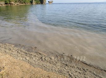 2022/3/10現在、沖縄恩納村マリブビーチ最西端の軽石状況